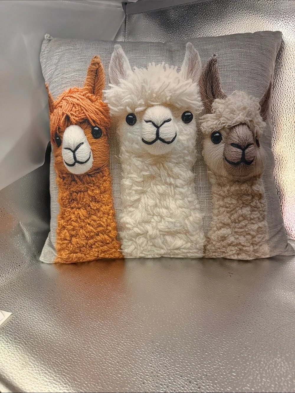Alpaca Trio Decorative Throw Pillow Cover- Orange, Cream & Tan